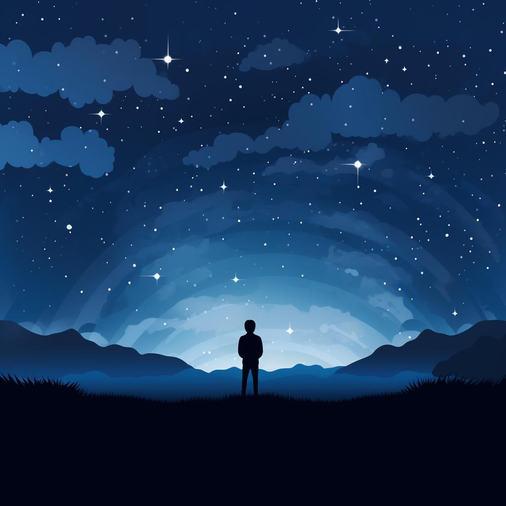 A person looking at a starry sky, seeking guidance